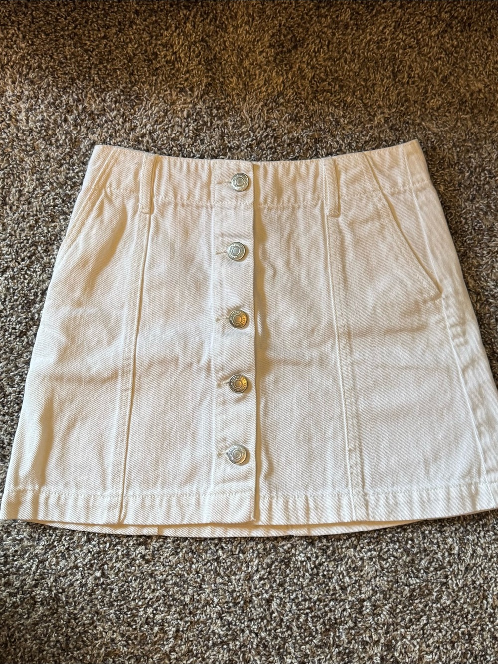 Forever 21 Classic White Button-Front Cotton Mini Skirt